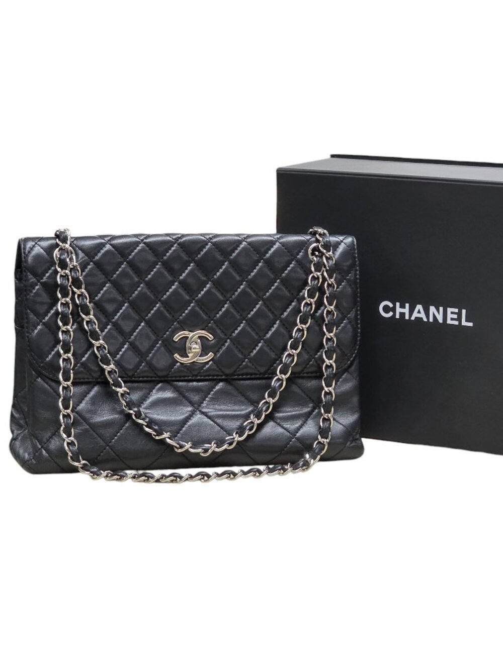 Chanel In The Business Jumbo Quilted Calfskin Leather Single Flap Shoulder Bag